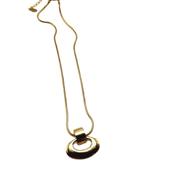 VTG Carolina Herrera Necklace Reversible Gold & Black Enamel Snake Chain Pendant - Picture 6 of 16